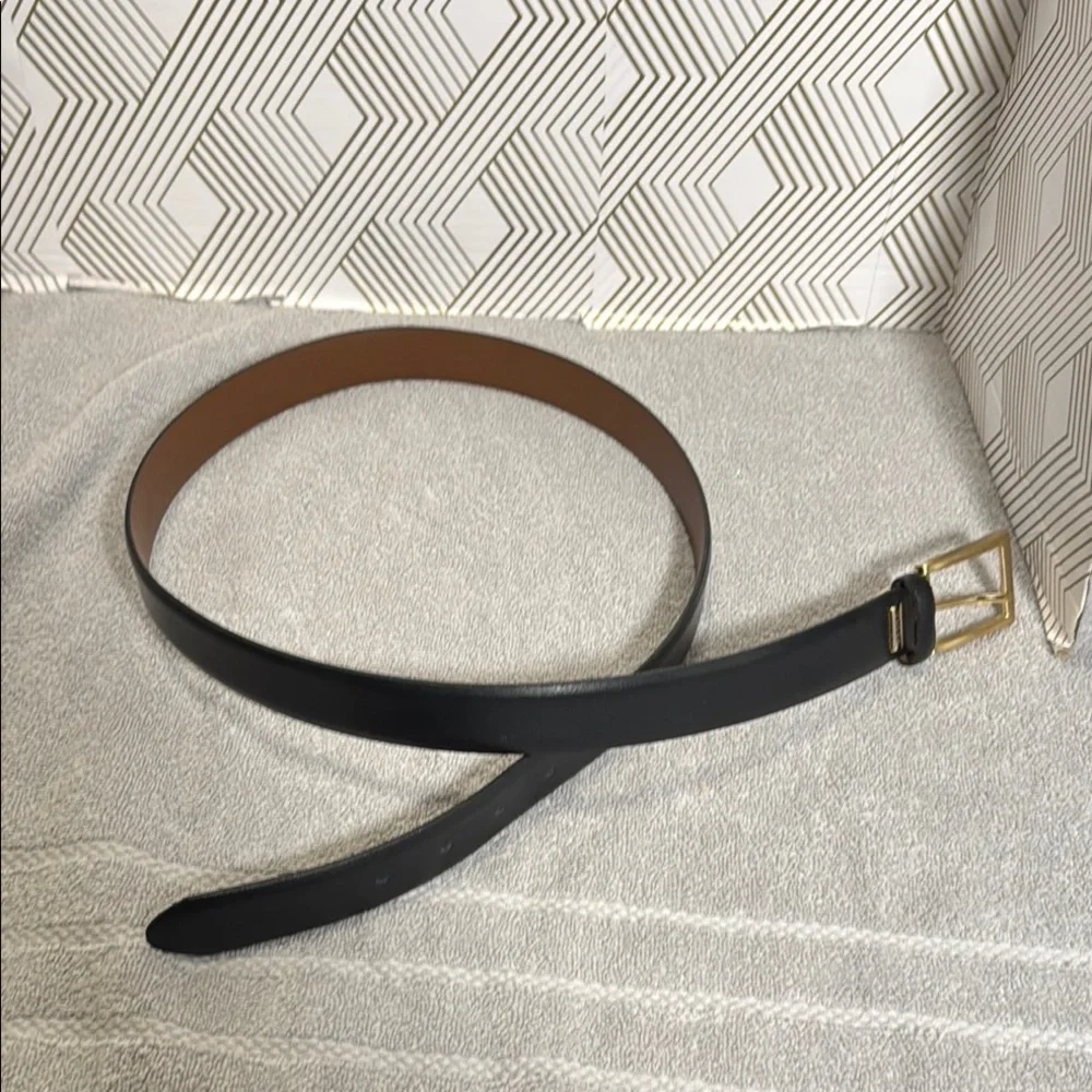 Bass leather‎ belt Men’s Elegant Black Leather Belt size 40 gold hardware